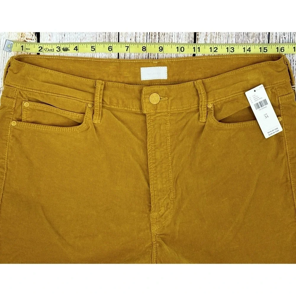 MOTHER The‎ Mid Rise Dazzler Ankle Corduroy Pants Size 34 Hey Honey NWT